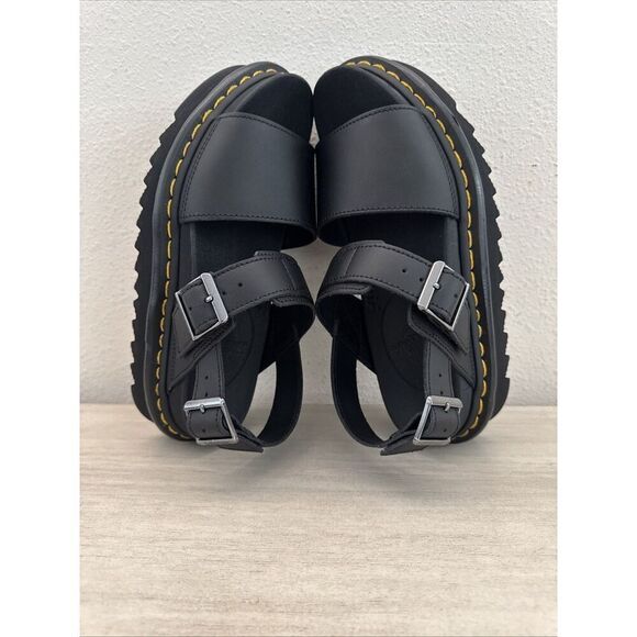 Dr. Martens Women Sz 8 Voss Mono Hydro BLACK Leather Sandals - Picture 13 of 13